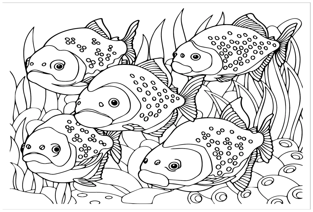 Cast of Piranha Coloring Page - Free Printable Coloring Pages