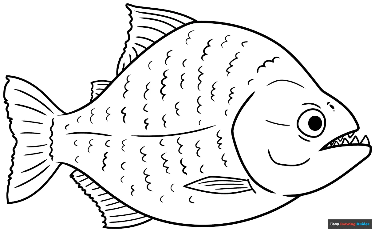 Piranha Coloring Page | Easy Drawing Guides