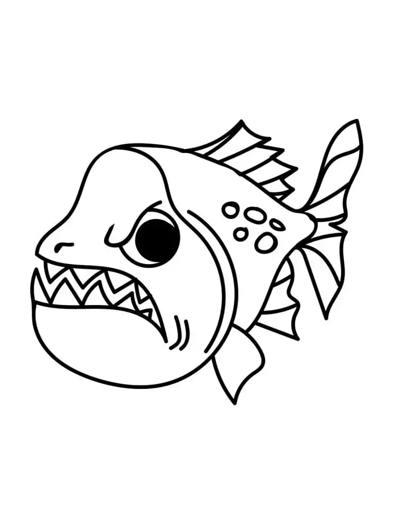 Piranha Swimming - Coloring Pages