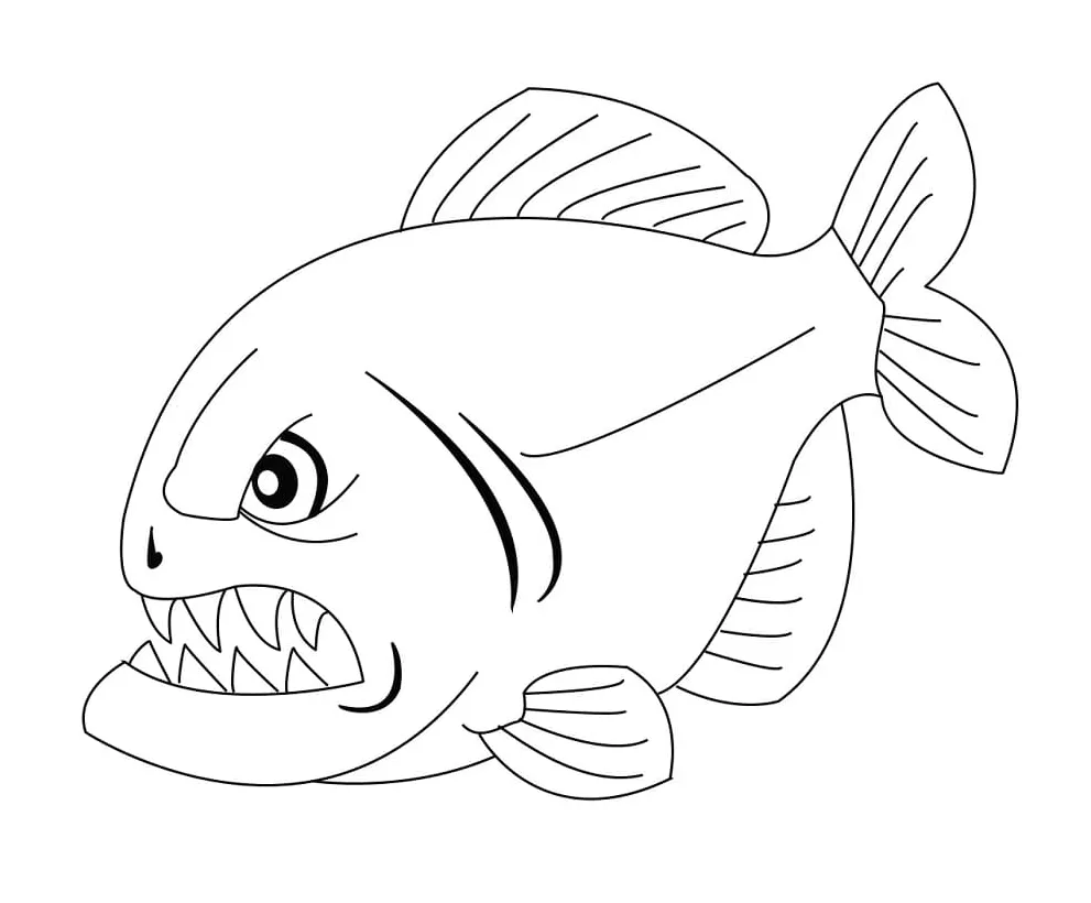 A Piranha Coloring Page - Free Printable Coloring Pages for Kids