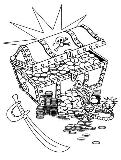 Pirate treasure coloring page » turkau printable coloring page