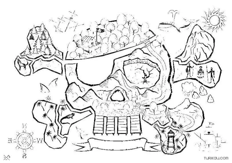 Pirate treasure coloring page » turkau