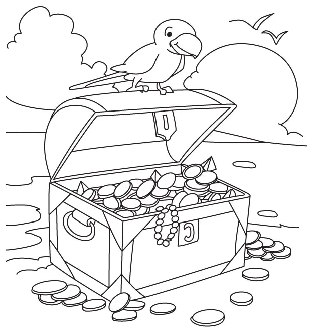 Pirate treasure coloring page