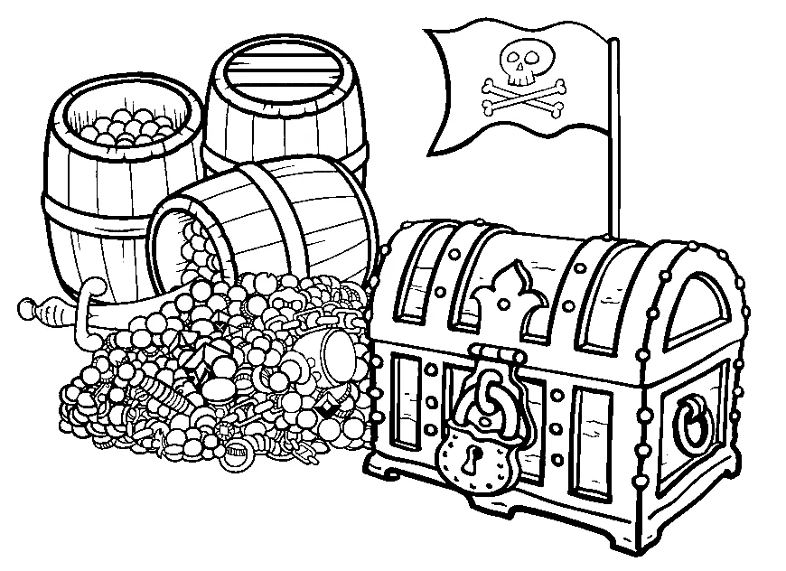 Pirate treasure coloring page free printable coloring pages