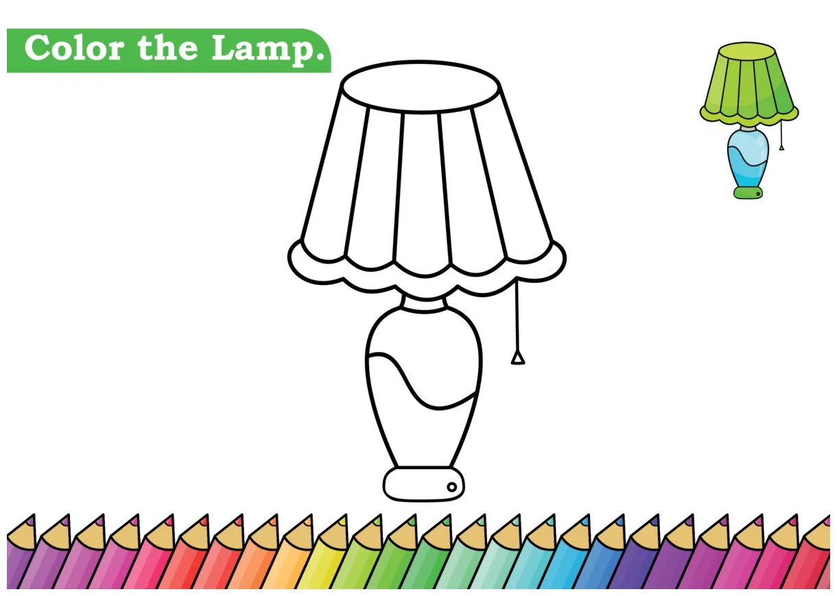 Lamp coloring page. isolated coloring book. color pages for kids. lamp