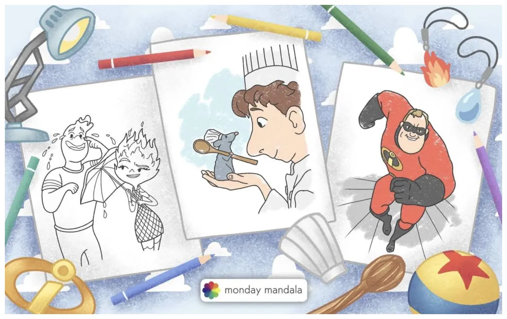 20 pixar coloring pages free pdf printables