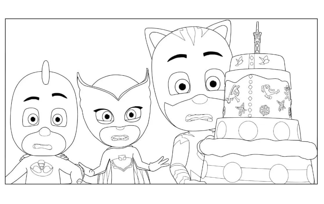 PJ Masks Birthday coloring page - Download, Print or Color Online for Free