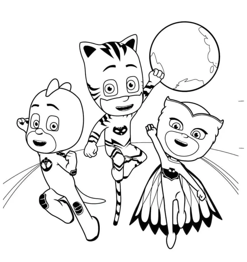 Pj masks save the day coloring page free printable coloring pages for
