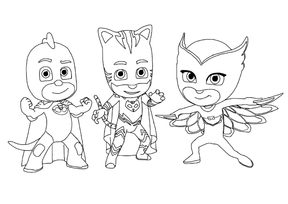 Pj masks the 3 heroes reunited pj masks coloring pages