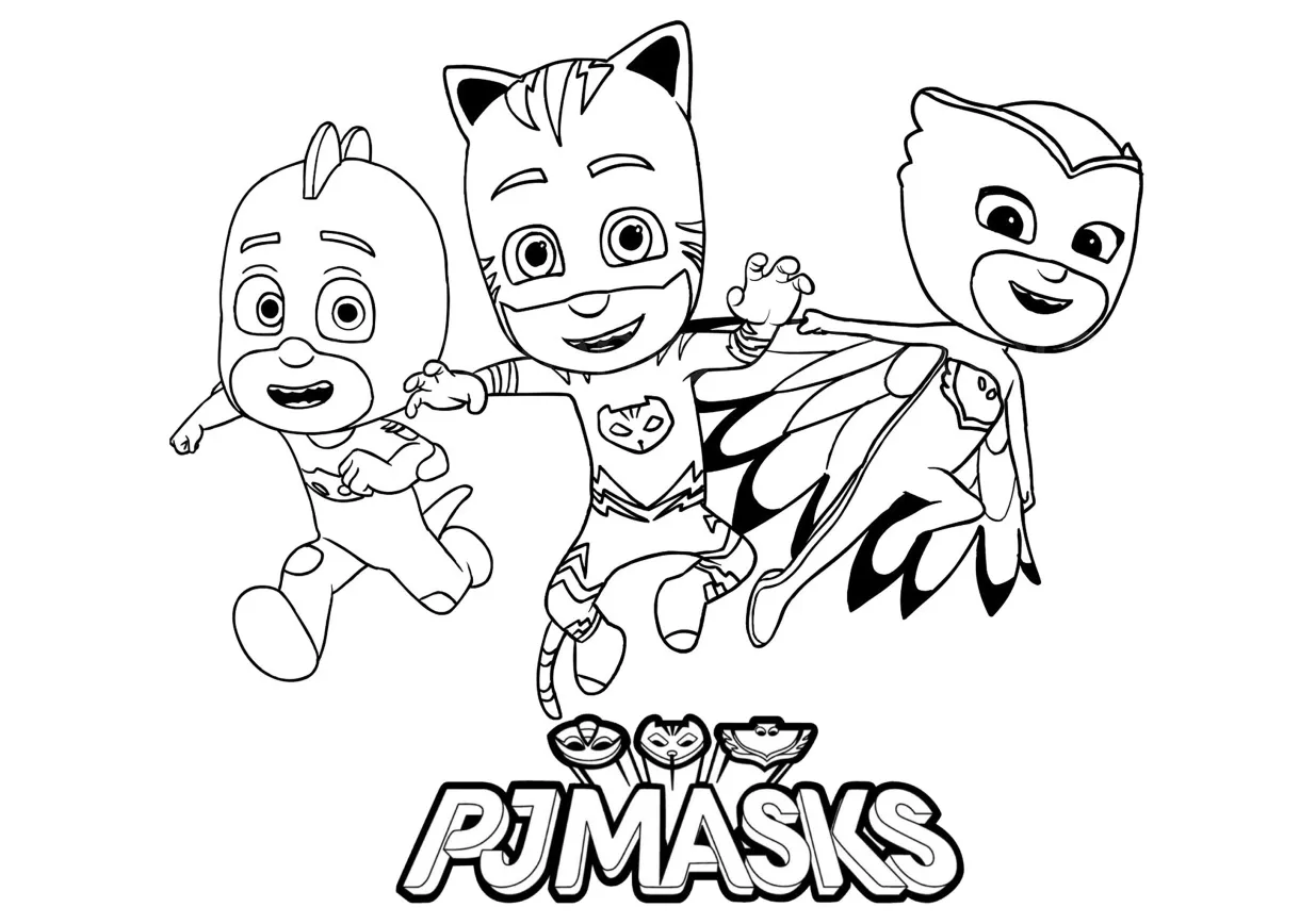 The 3 heroes catboy, owlette and gekko pj masks coloring pages
