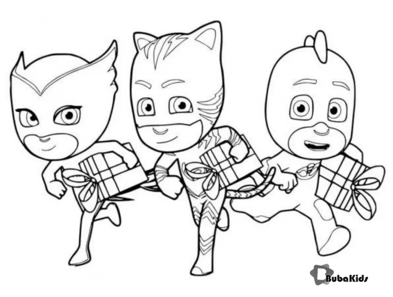 Pj masks birt ay gift coloring page,download printable super heroes