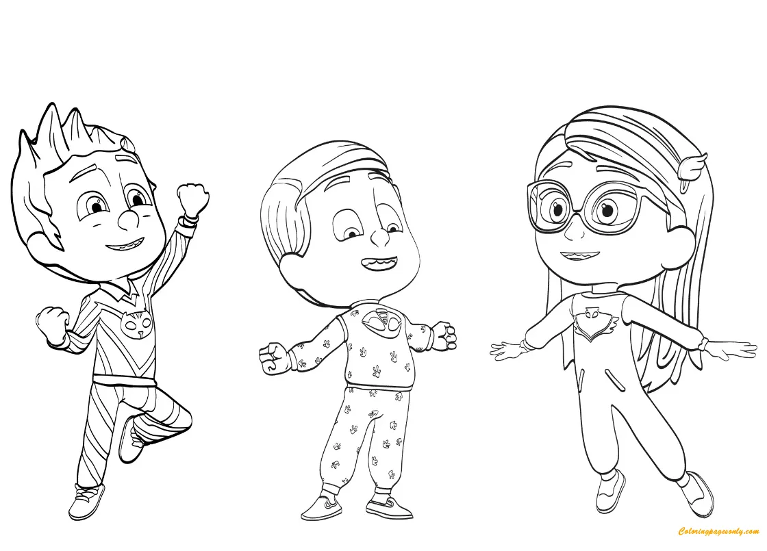 Pj masks pajama heroes coloring page free printable coloring pages