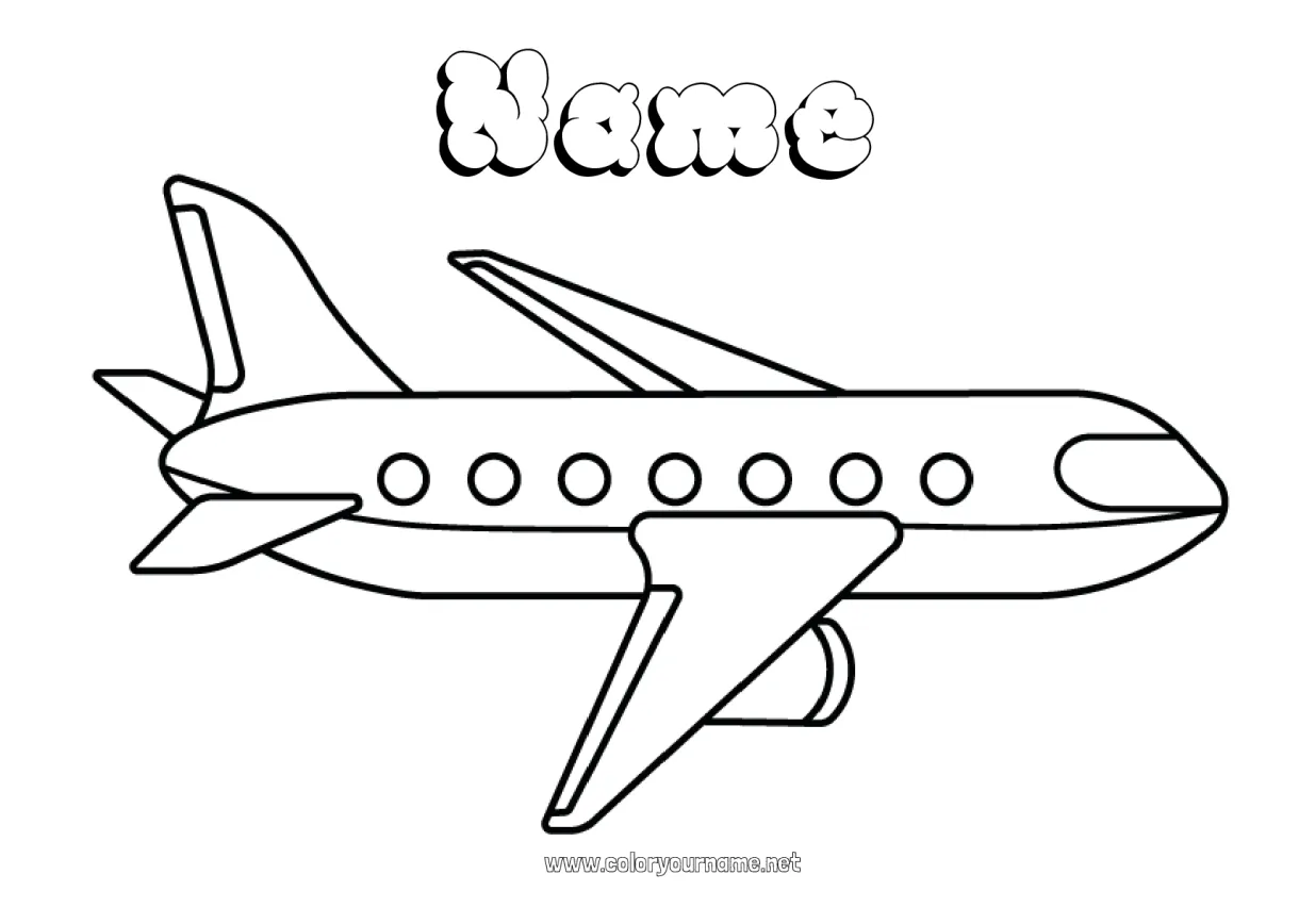 Coloring page no.1408 plane vehicles easy coloring pages