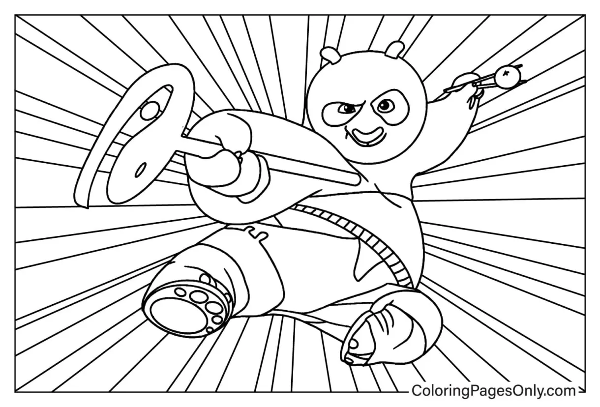 Po from kung fu panda 4 color page free printable coloring pages