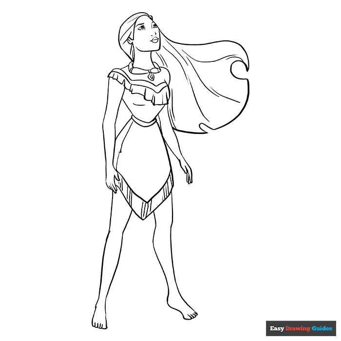 Pocahontas coloring page easy drawing guides
