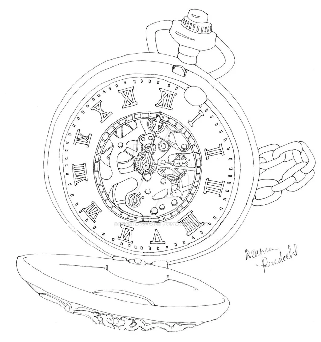 Pocket Watch Coloring Page Coloring Pages