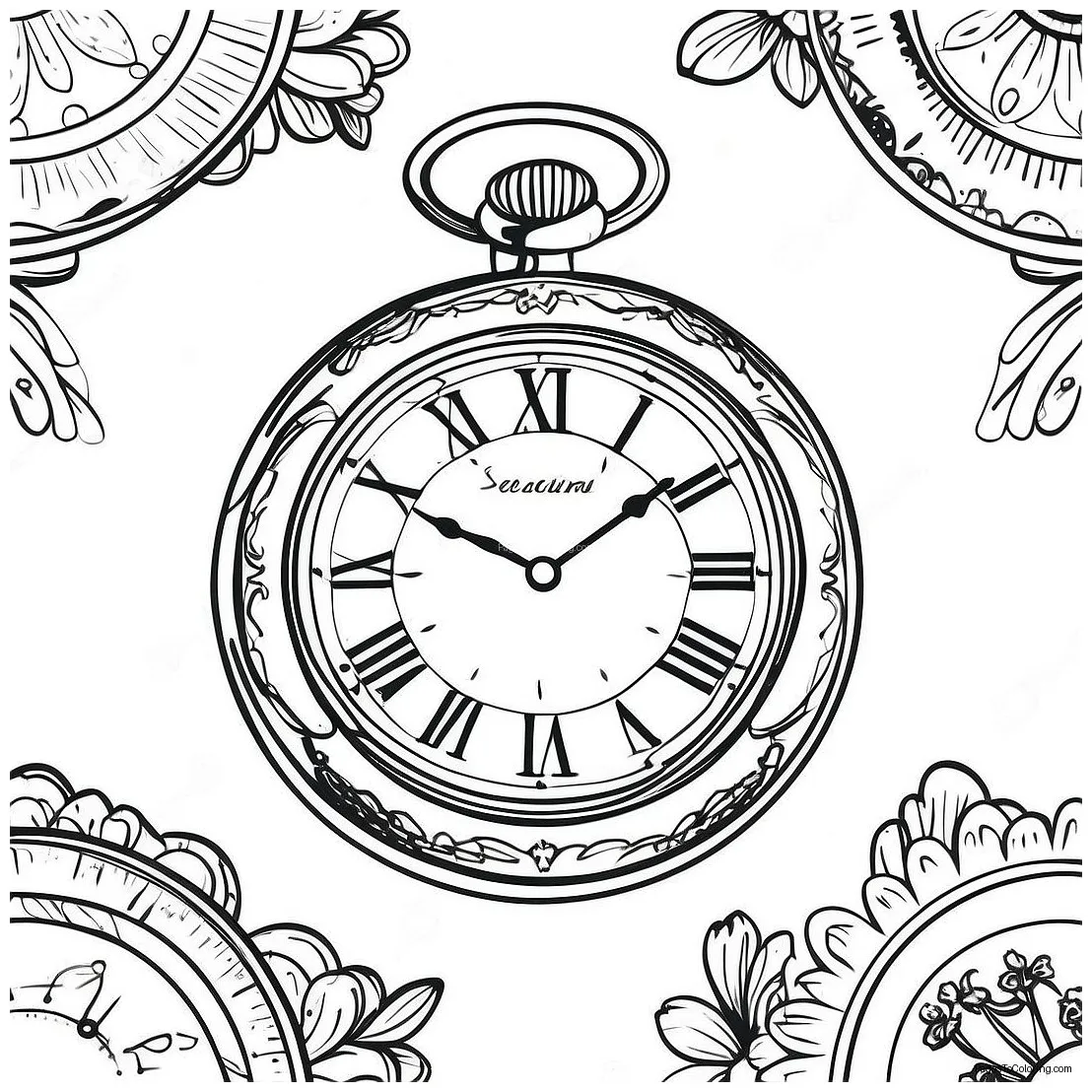 Vintage Pocket Watch Coloring Page (39693-31880)