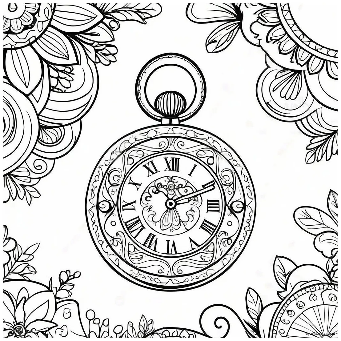 Vintage Pocket Watch Coloring Page (39693-31878)