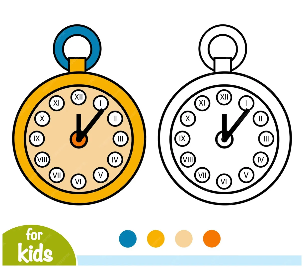Premium Vector | Coloring book for children, pocket watch