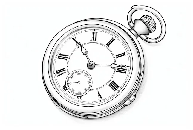 Coloring Page And Pocket Watch Case Watch Colouring Sheet | Colouring