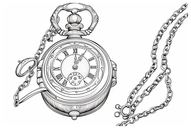 Vintage pocket watch coloring page illustration | Premium AI-generated
