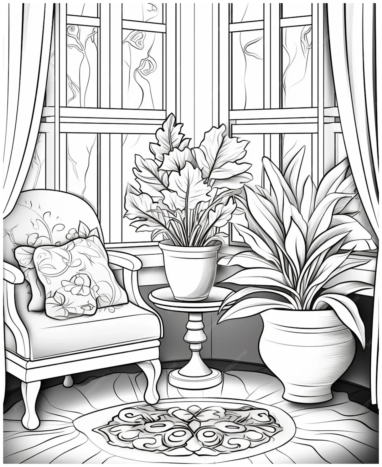 Premium AI Image | A flower poet coloring page line art for kids