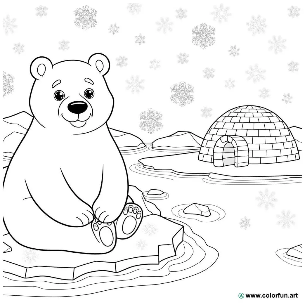 Cute polar bear coloring page download or print for free