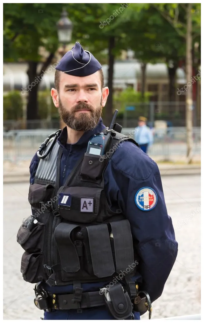 The French policeman on duty in Bastille Day military parade. – Stock