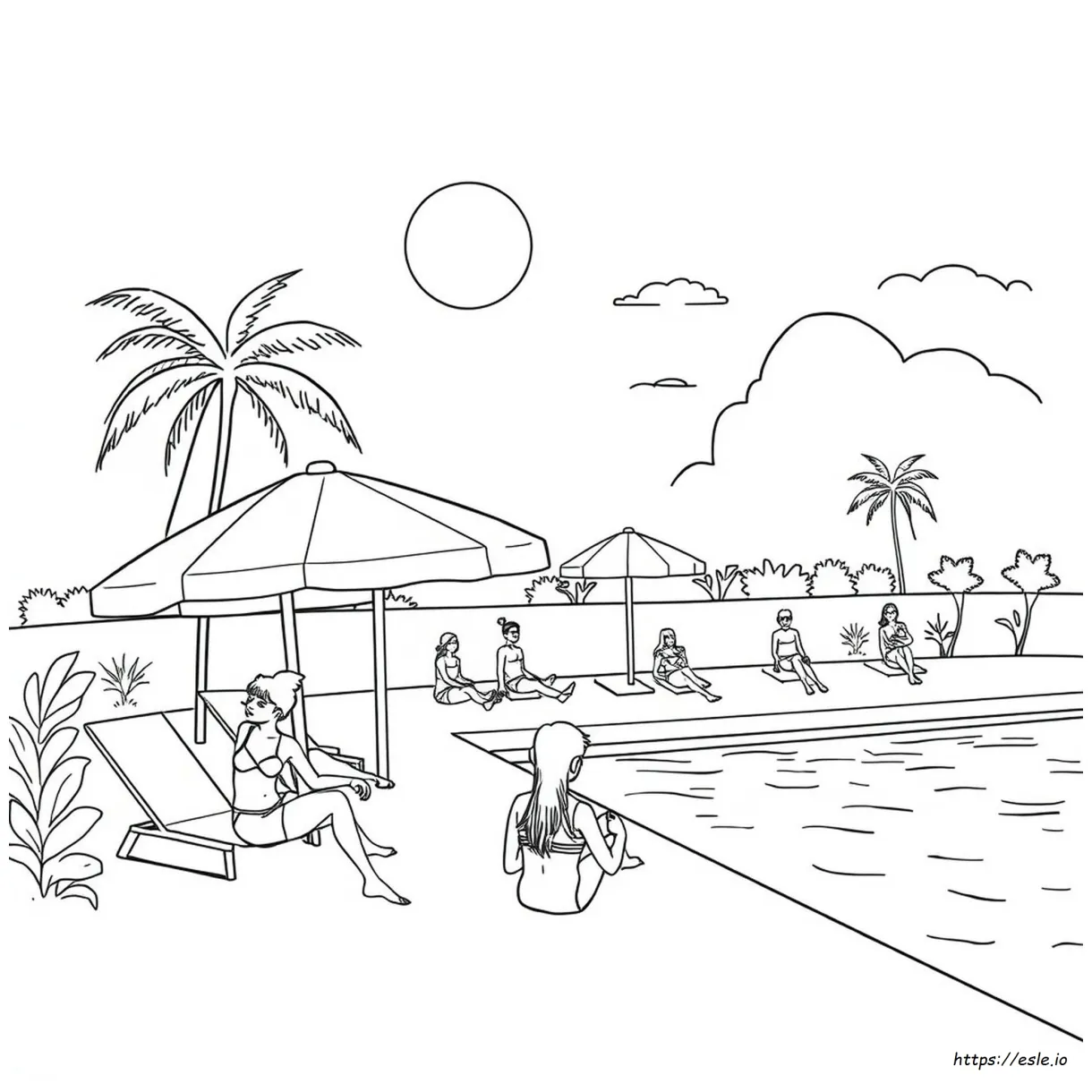 Pool party coloring page printable coloring page