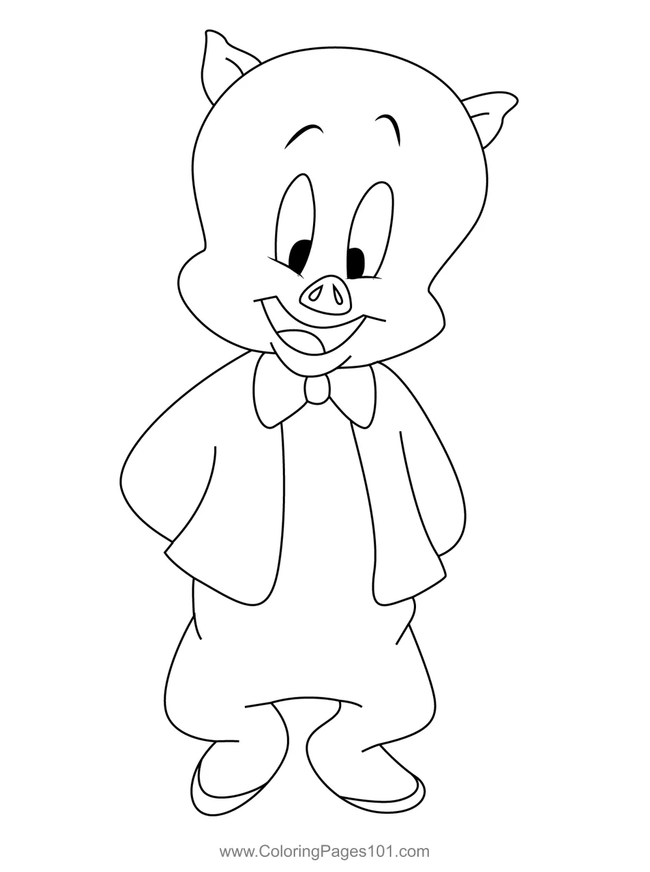 Porky pig pic coloring page for kids free looney tunes printable