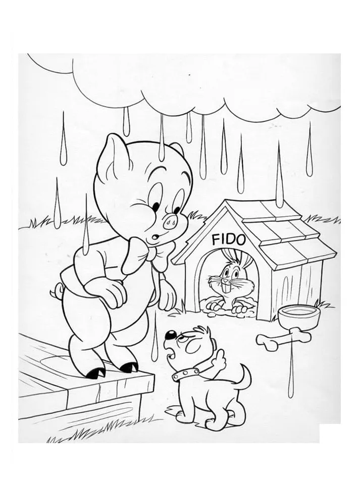 Porky pig coloring page