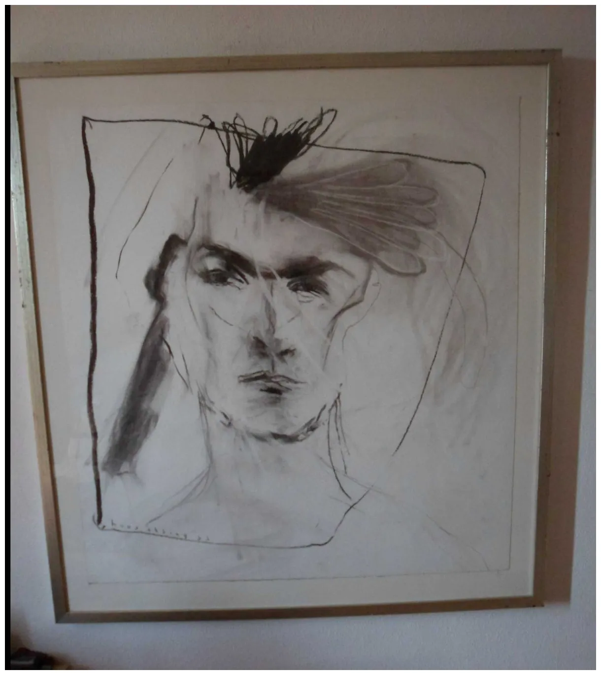 Hans abbing houtskool tekening van een gezicht verkocht kunstveiling.nl