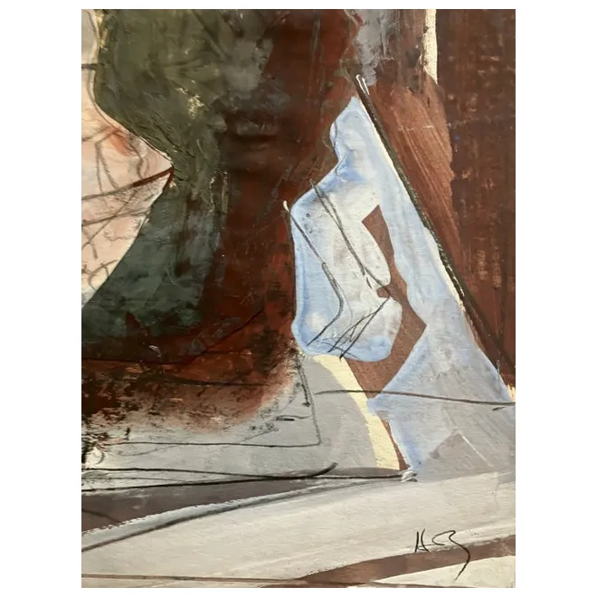 1970’s original vintage abstract painting of two figures signed chairish