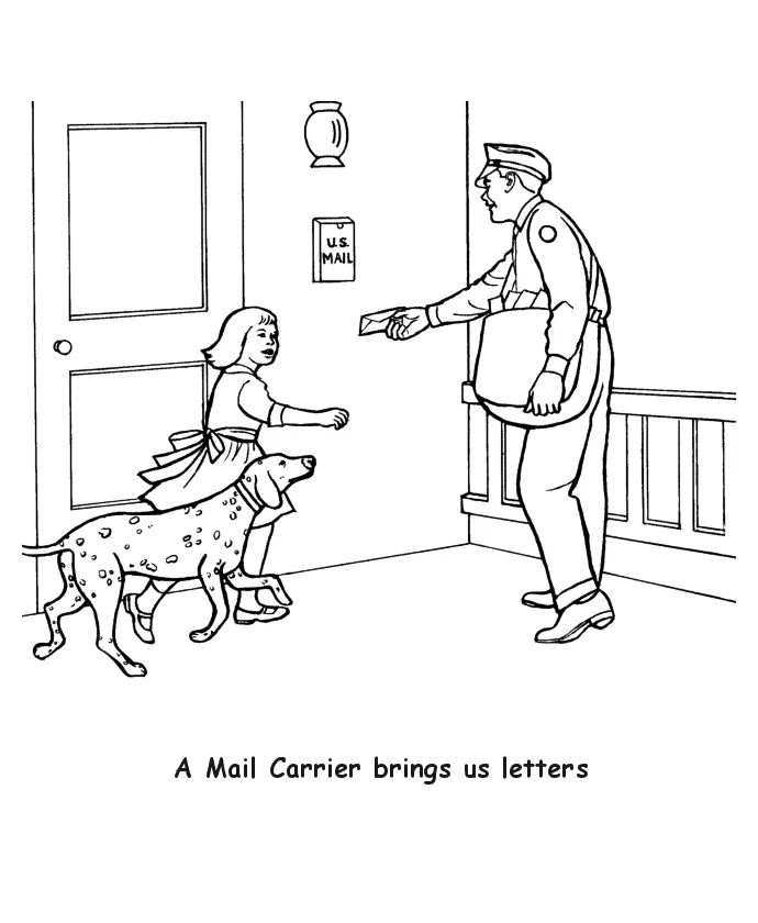 Bluebonkers labor day coloring page sheets postal carrier is a worker