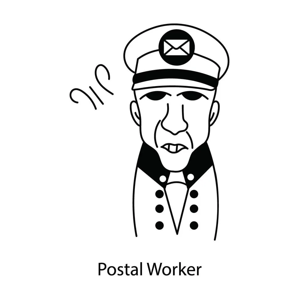 Trendy postal worker 42978880 vector art at vecteezy