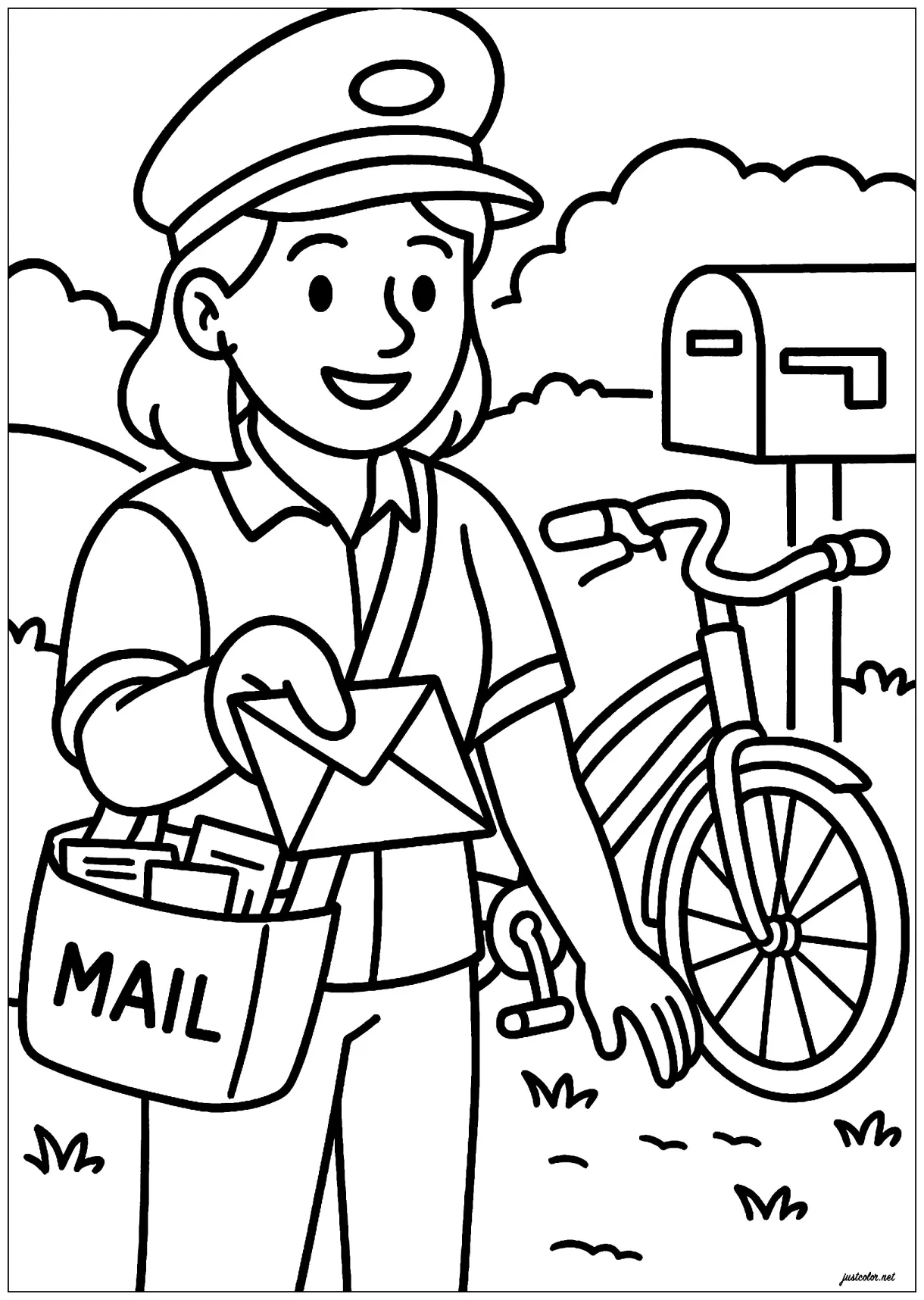 Coloring Pages Mail Carrier