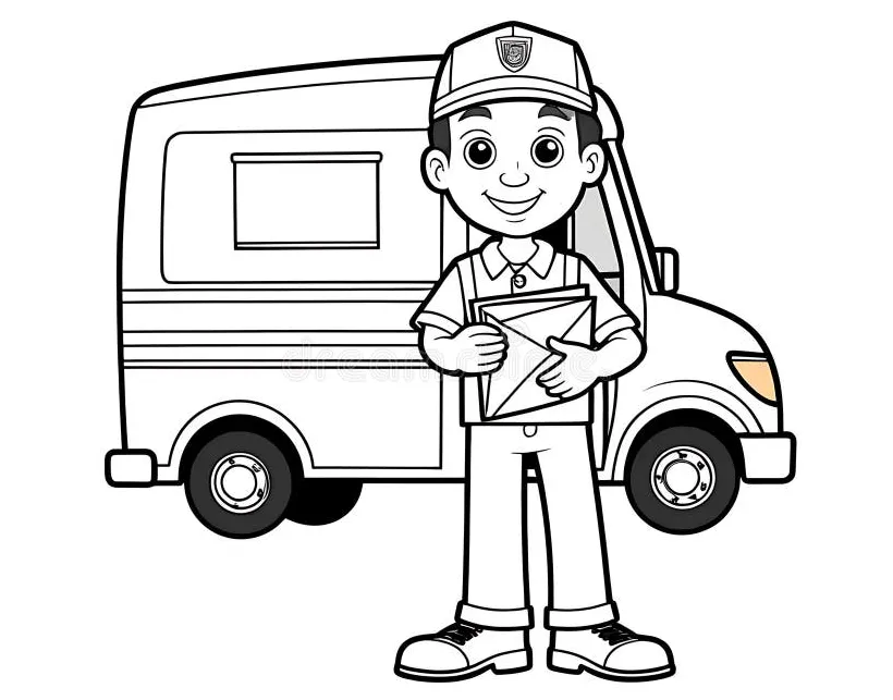 Fun Postal Worker Coloring Page Stock Illustrations – 10 Fun Postal