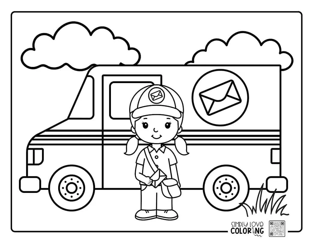 Mail Carrier Coloring Page