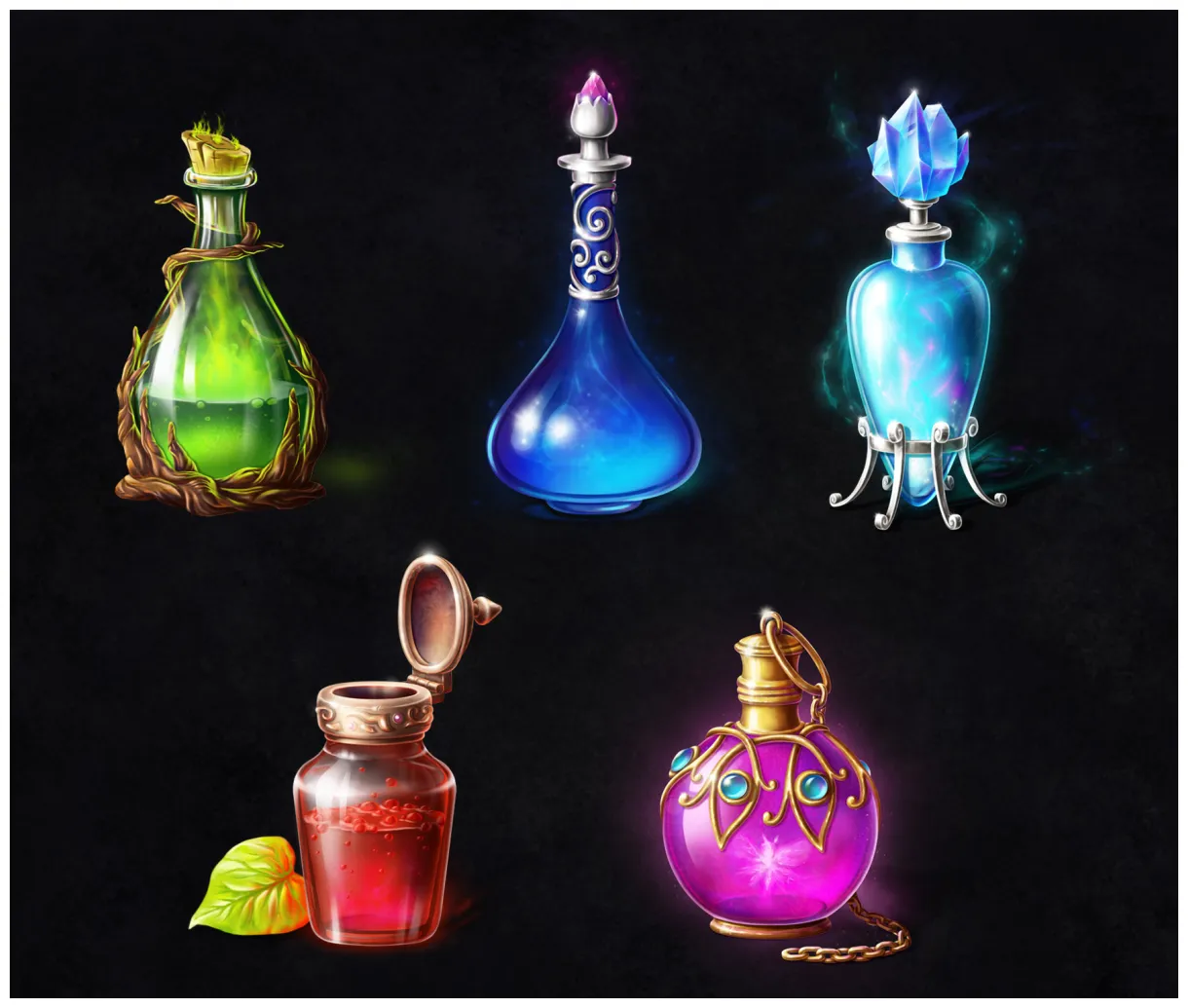 Artstation magic potion bottles