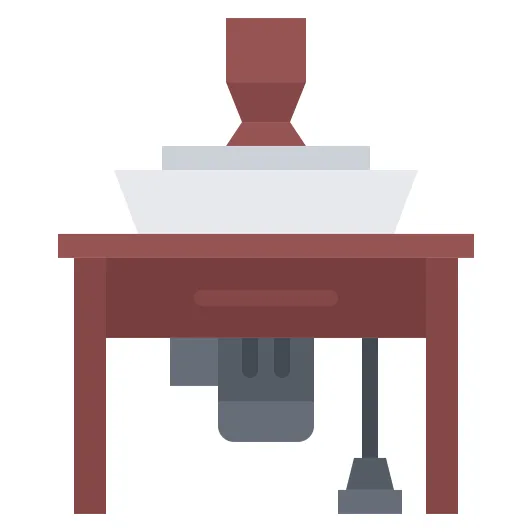 Potter wheel coloring flat icon