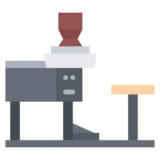 Potter wheel coloring flat icon