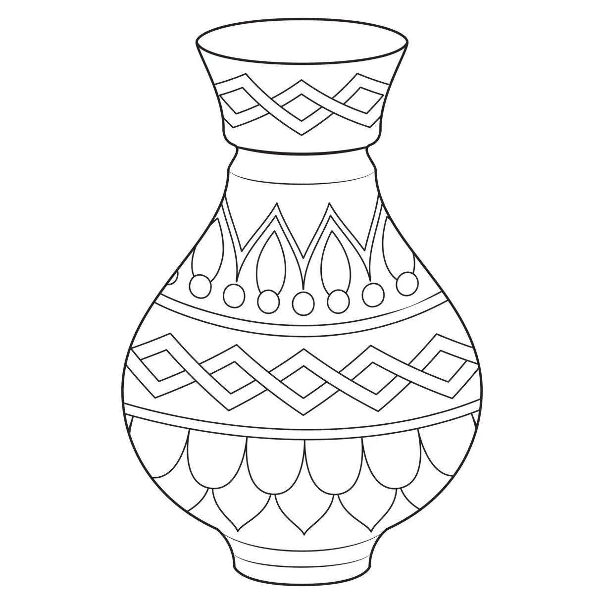 Outline vase, vector linear. vase pottery, ancient pot greek. coloring