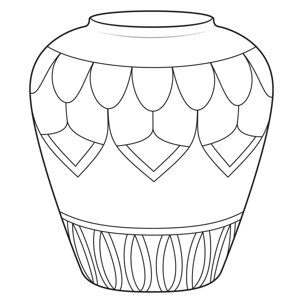Outline vase, vector linear. vase pottery, ancient pot greek. coloring