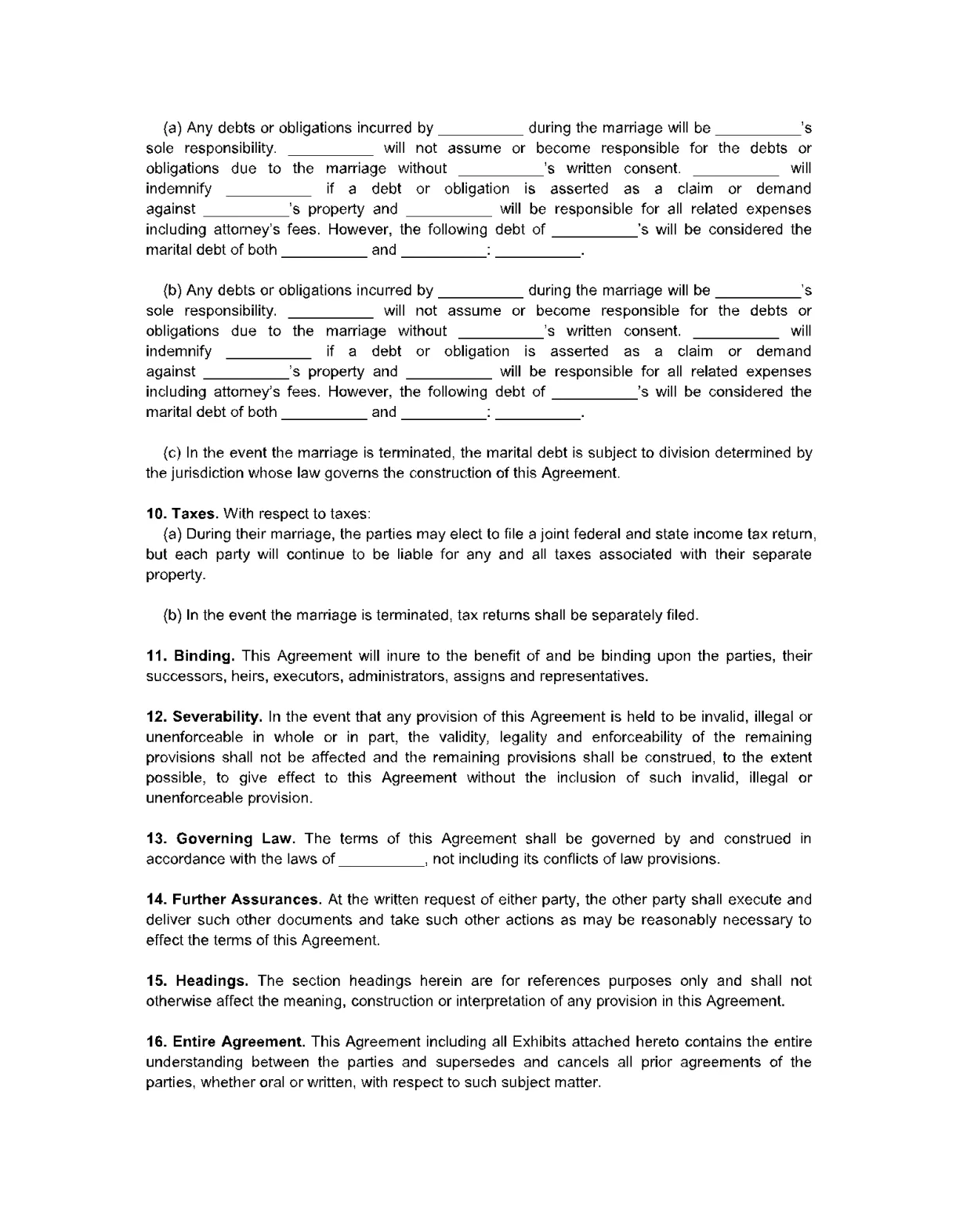Prenuptial agreement template 3
