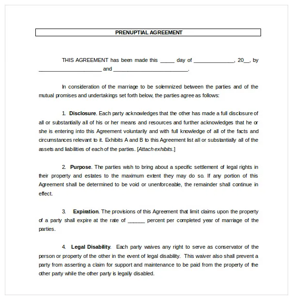 Prenuptial agreement template 10+ free word, pdf document download