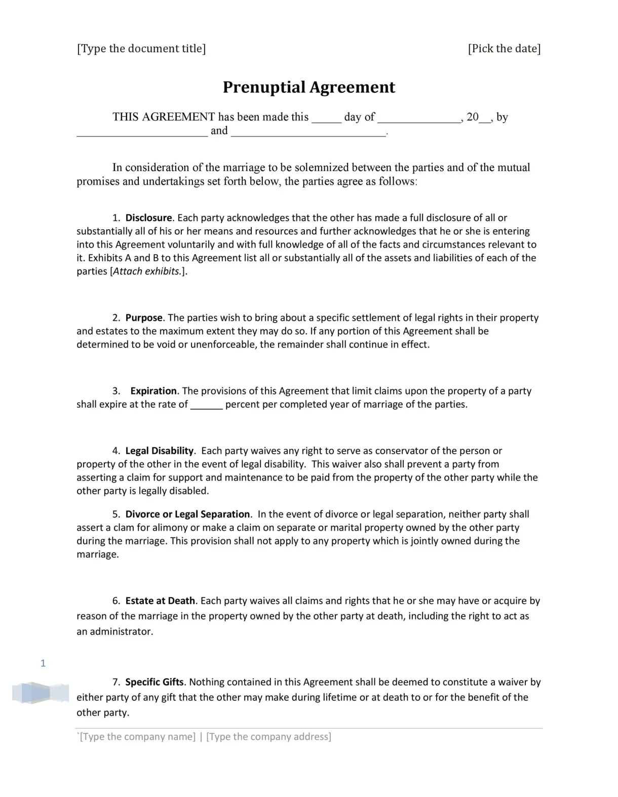 30+ simple prenuptial agreement templates [prenup examples]