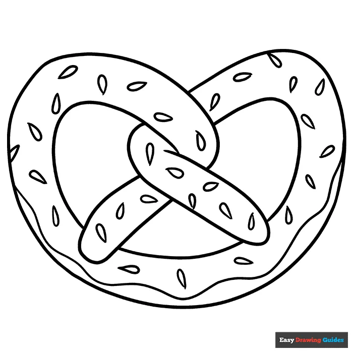 Pretzel coloring page easy drawing guides