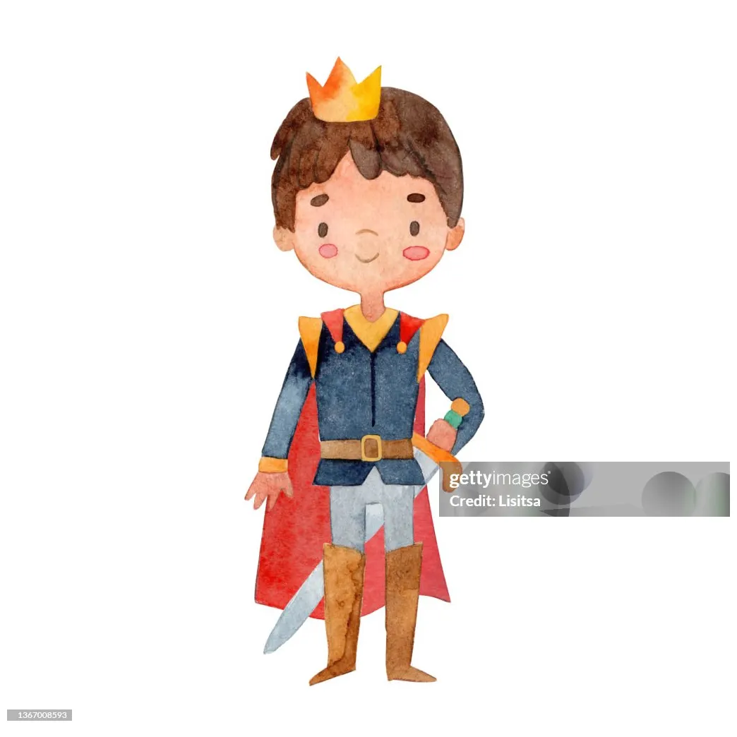 Wateror Smiling Kid Boy Prince Warrior Textured Illustration Hand Drawn