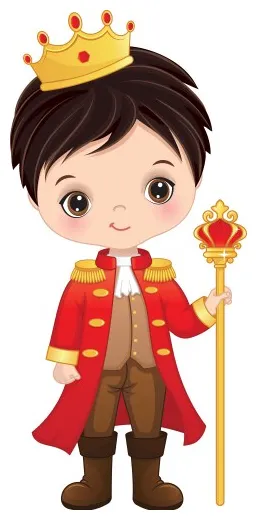 Cartoon cute little prince holding sceptre Vector Image