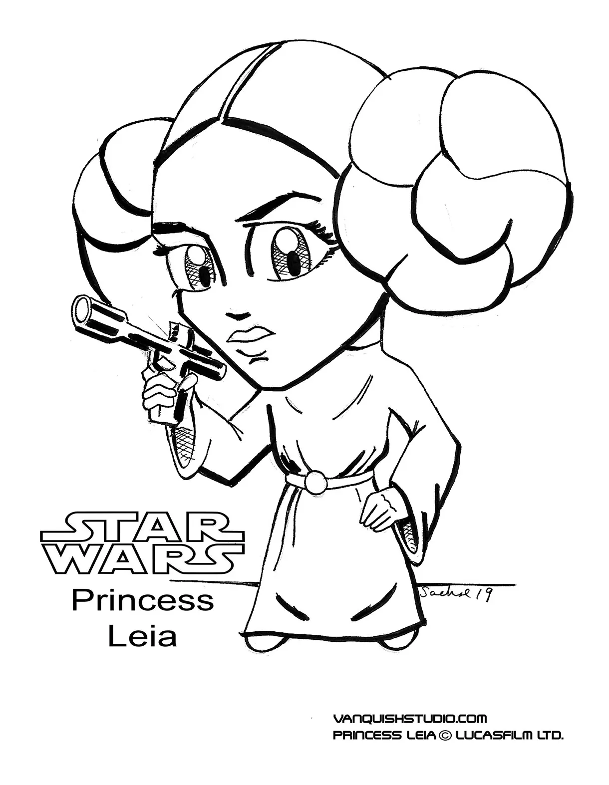 Princess Leia coloring page | Vanquish Studio